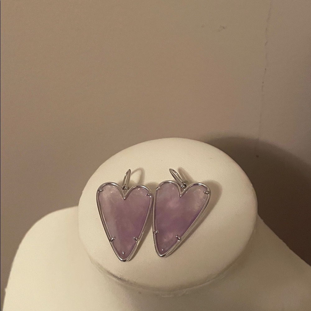 Kendra Scott Elegant Silver and Purple Heart Earrings